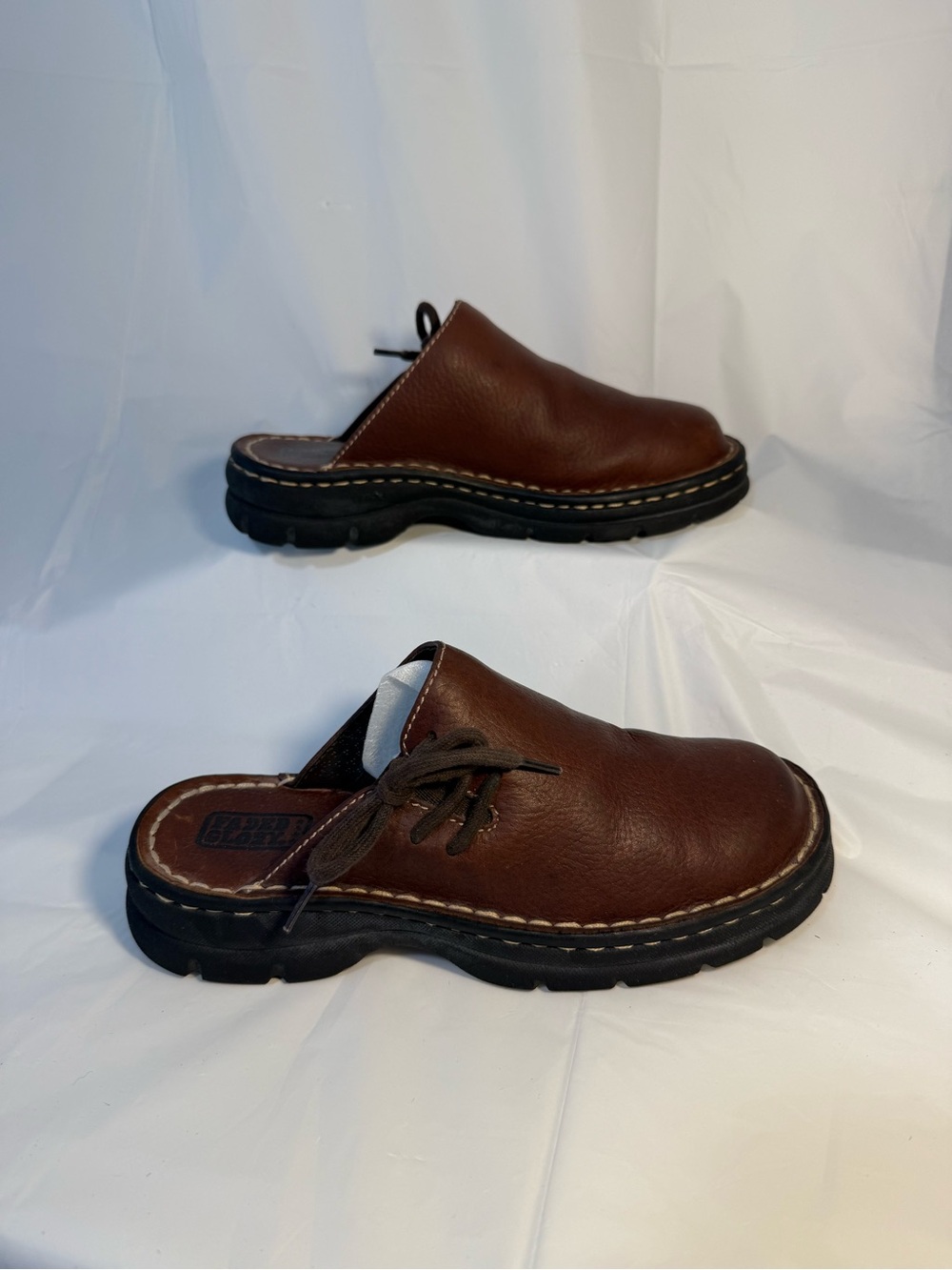 Faded Glory Brown Slip-On Loafers with Lace Accent